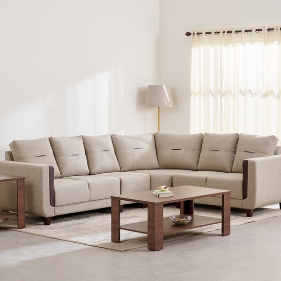 Berry Fabric 6-Seater Corner Sofa - Beige