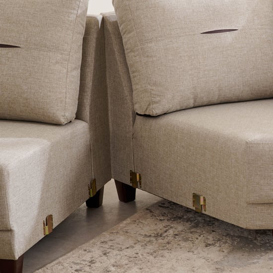 Berry Fabric 6-Seater Corner Sofa - Beige