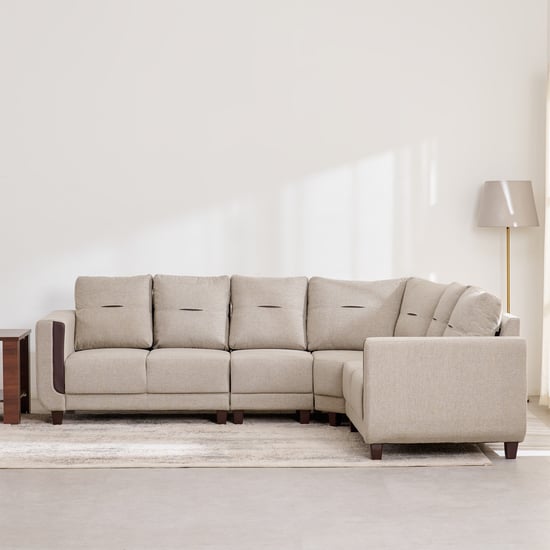 Berry Fabric 6-Seater Corner Sofa - Beige