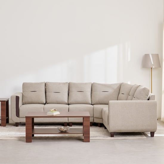 Berry Fabric 6-Seater Corner Sofa - Beige