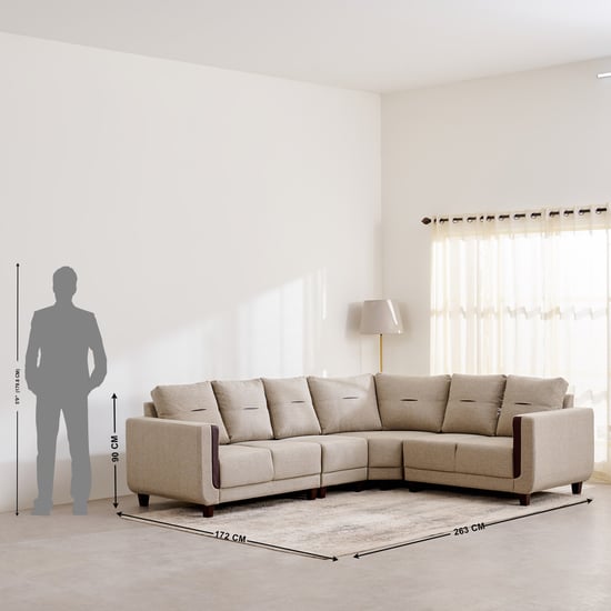 Berry Fabric 6-Seater Corner Sofa - Beige