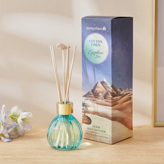 Redolence Glass Egyptian Blue Cotton Linen Reed Diffuser Set