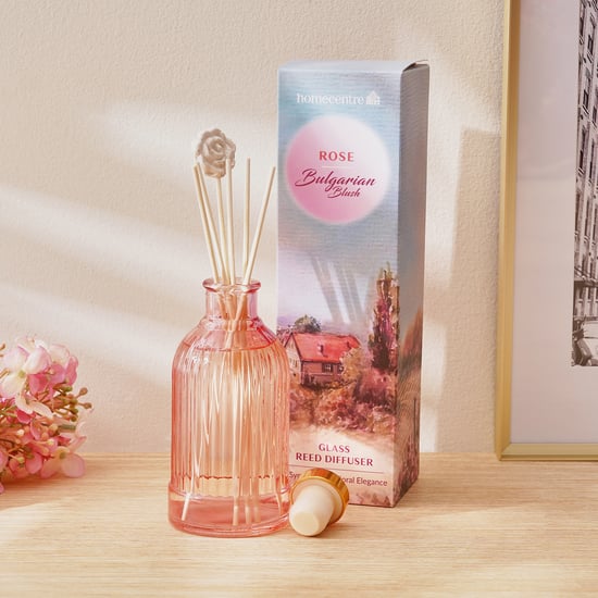 Redolence Glass Bulgarian Blush Rose Reed Diffuser Set