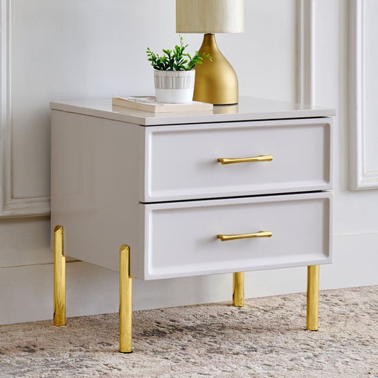 Stellar Bedside Table with Drawers - Grey