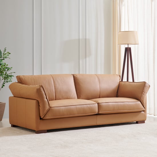 Sorrento Half Leather 3-Seater Sofa - Tan