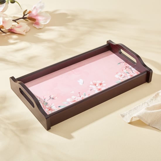 Senorita Wooden Cherry Blossom Printed Tray - 35.5x19cm