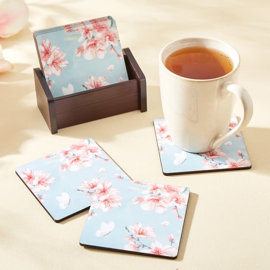 Senorita Set of 6 Wooden Printed Coasters with Holder