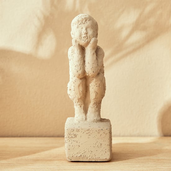 Amida Cole Polyresin Child Sitting on Block Figurine