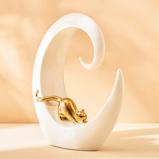 Brighton Ceramic Cat with Moon Figurine