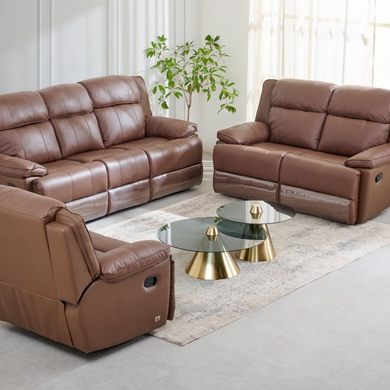 Torino Half Leather 3+2+1 Seater Recliner Set - Brown