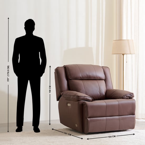 Torino Half Leather 3+1+1 Seater Electric Recliner Set - Brown