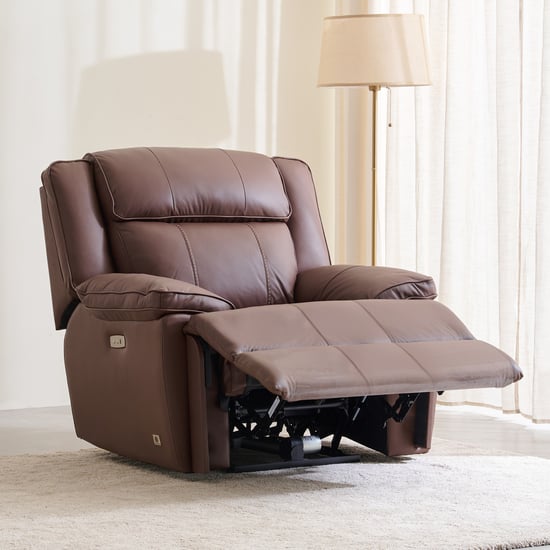 Torino Half Leather 3+1+1 Seater Electric Recliner Set - Brown