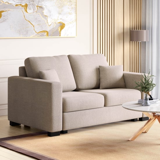 Wells Fabric 2-Seater Sofa with Cushions - Beige