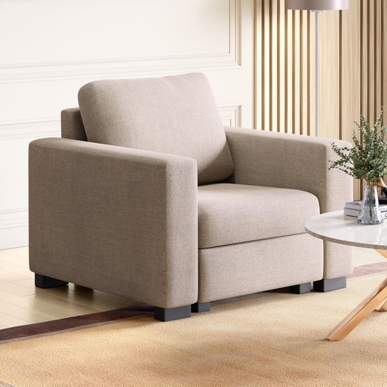 Wells Fabric 1-Seater Sofa - Beige