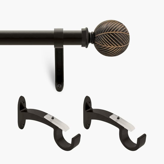 DECO WINDOW Morocon Extendable Single Curtain Rod - 25mm, Black Matt (52-144in)