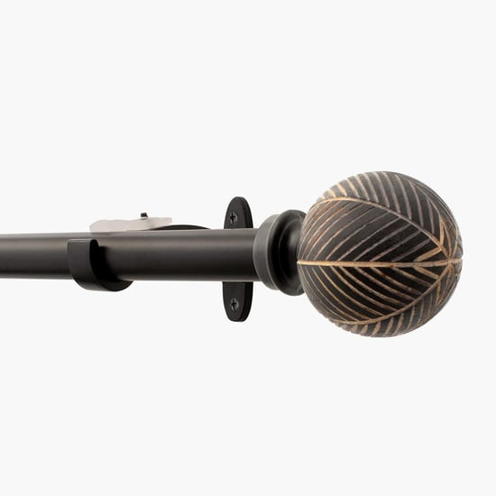 DECO WINDOW Morocon Extendable Single Curtain Rod - 25mm, Black Matt (52-144in)