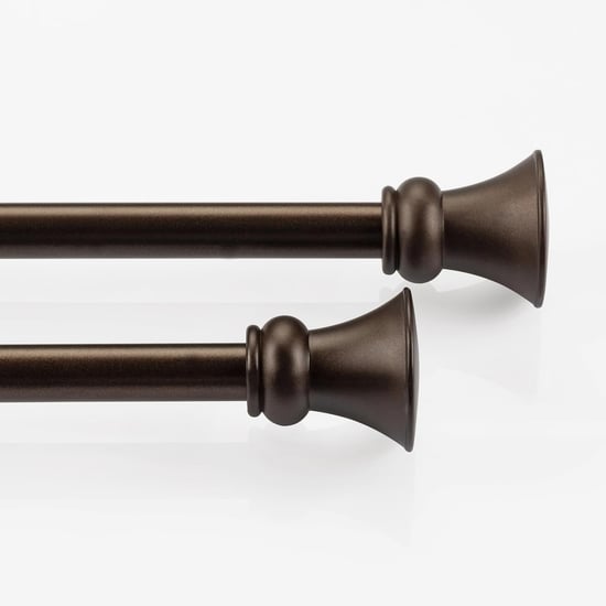 DECO WINDOW Egyptian Set of 2 Extendable Single Curtain Rods - 16mm, Brown (28-48in)