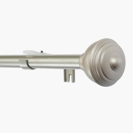 DECO WINDOW Staked Set of 2 Extendable Single Curtain Rods - 16mm, Silver (28-48in)