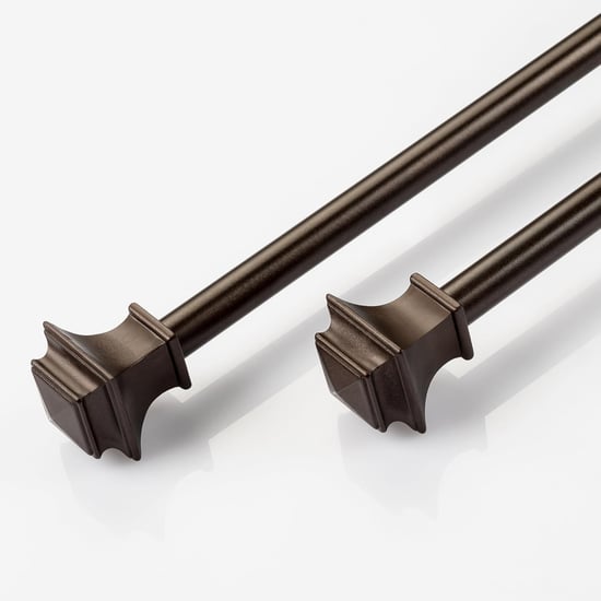 DECO WINDOW Lantern Set of 2 Extendable Single Curtain Rods - 16mm, Brown (44-84in)