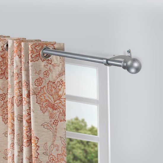DECO WINDOW Ball Cast Extendable Single Curtain Rod - 25mm, Grey (52-144in)