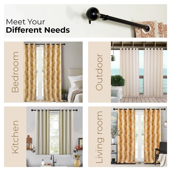 DECO WINDOW Ribbed 1Pc Extendable Curtain Rod - 25mm, Ivory 36-66
