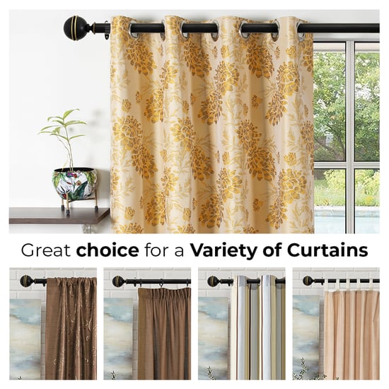 DECO WINDOW Ribbed 1Pc Extendable Curtain Rod - 25mm, Ivory 36-66