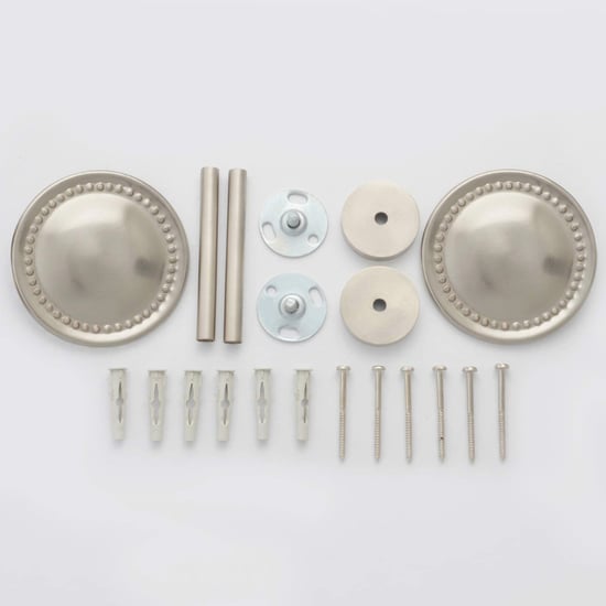 DECO WINDOW Set of 2 Iron Medallion Curtain Holdbacks - Satin Silver
