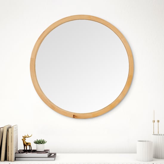 Reflection Spinney Wooden Round Mirror - 50cm