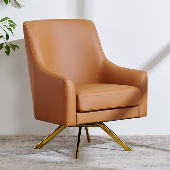 Ritz Half Leather Swivel Chair - Brown
