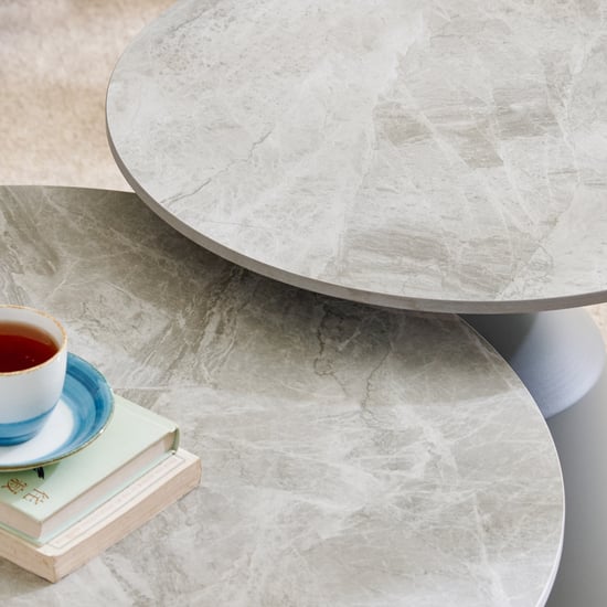 Helios Milano Sintered Stone Top Set of 2 Coffee Tables - White