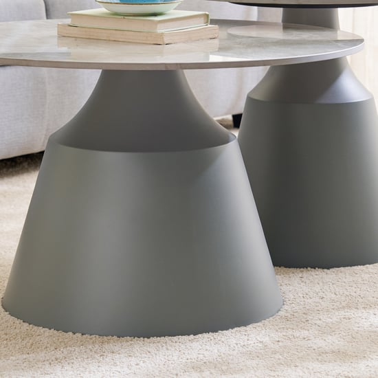 Helios Milano Sintered Stone Top Set of 2 Coffee Tables - White