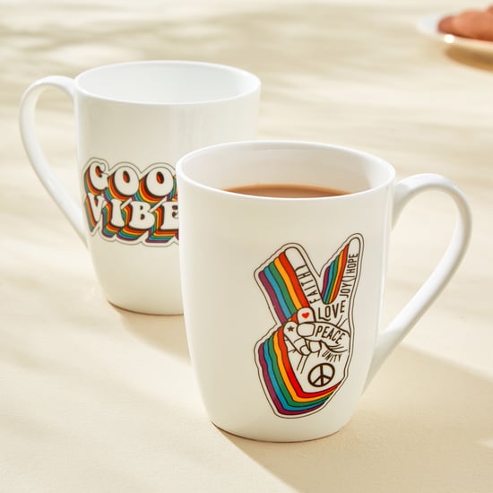 Fido Sip & Inspire Bone China Love and Peace Print Coffee Mug - 340ml