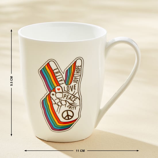 Fido Sip & Inspire Bone China Love and Peace Print Coffee Mug - 340ml