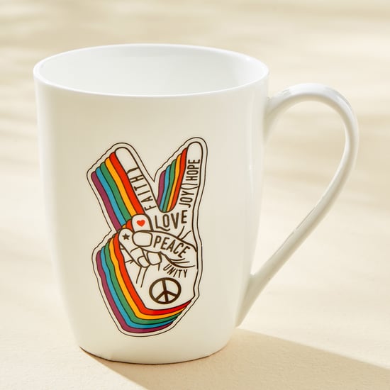 Fido Sip & Inspire Bone China Love and Peace Print Coffee Mug - 340ml
