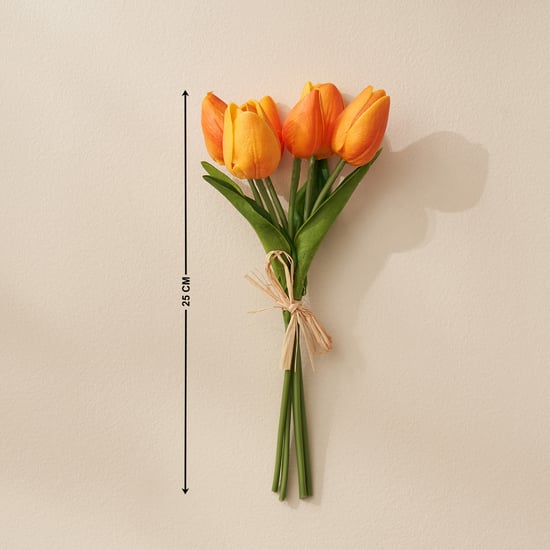 Festoon Ochre Artificial Tulip Flower Bouquet - 25cm