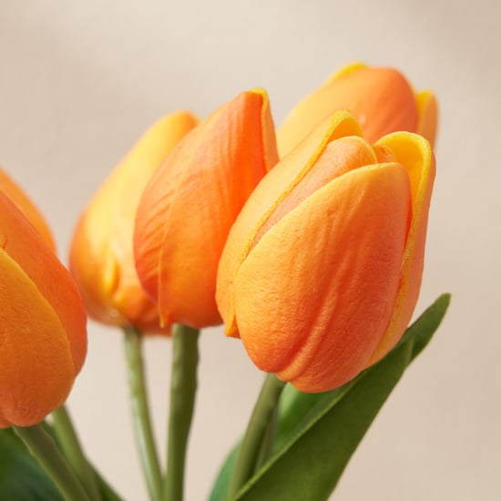 Festoon Ochre Artificial Tulip Flower Bouquet - 25cm