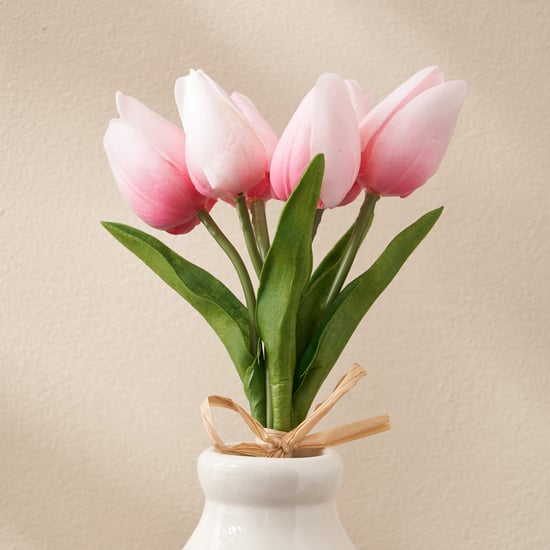 Festoon Shelly Artificial Tulip Flower Bouquet - 25cm