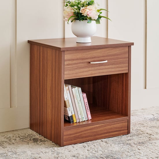 Helios Alton Arvis Bedside Table with Drawer - Walnut