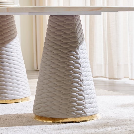 Vegas Faux Marble Top 6-Seater Dining Table - Off White