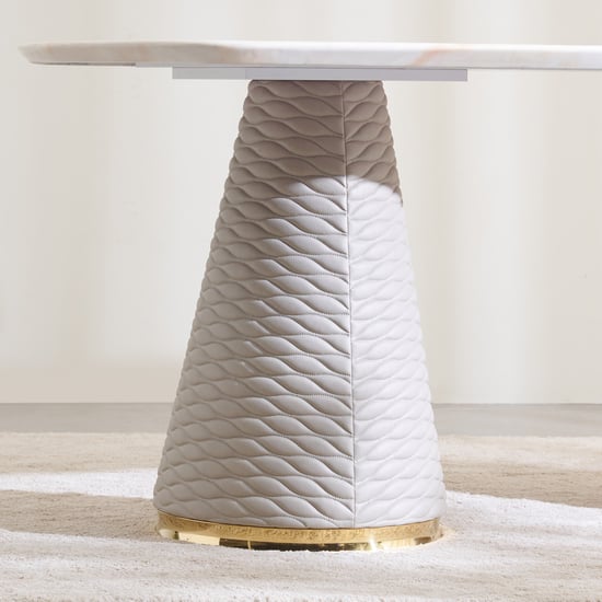 Vegas Faux Marble Top 6-Seater Dining Table - Off White