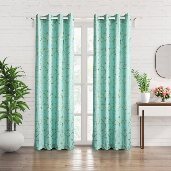 Anderson Echo Set of 2 Foil Print Light Filtering Door Curtains