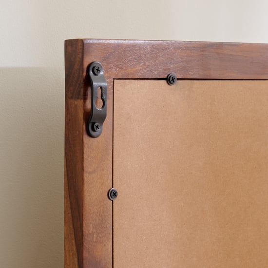 Helios Fleek Sheesham Wood Wall Mirror with Shelves - Honey Brown