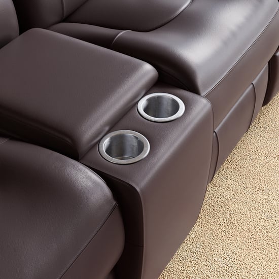 Stockholm Half Leather 3-Seater Electric Recliner Set - Brown