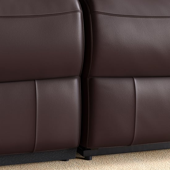 Stockholm Half Leather 3-Seater Electric Recliner Set - Brown