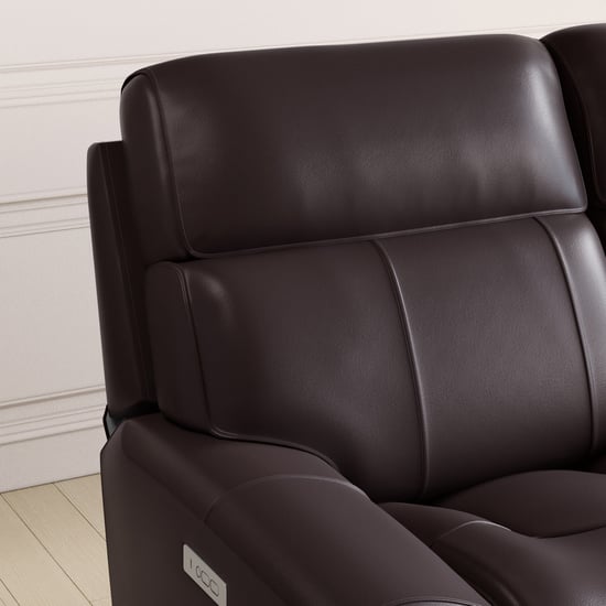 Stockholm Half Leather 3-Seater Electric Recliner Set - Brown