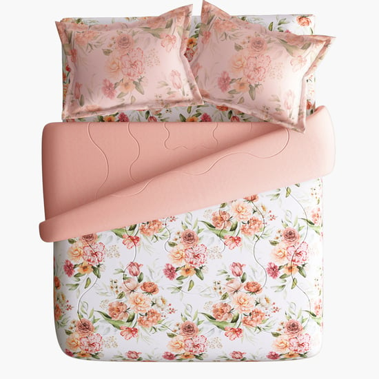 PORTICO Facets Cotton 4Pcs Printed Double Bed-In-A-Bag Set