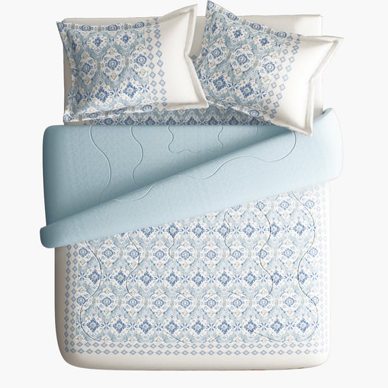 PORTICO Facets Cotton 4Pcs Printed Double Bed-In-A-Bag Set