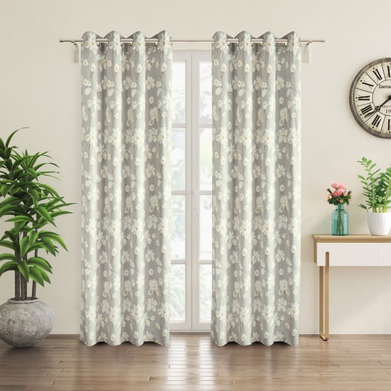 Lavish Amphora Set of 2 Velvet Floral Print Light Filtering Door Curtains