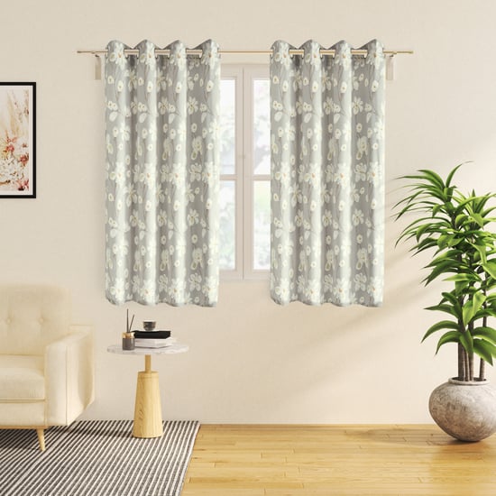 Lavish Amphora Set of 2 Velvet Floral Print Light Filtering Window Curtains