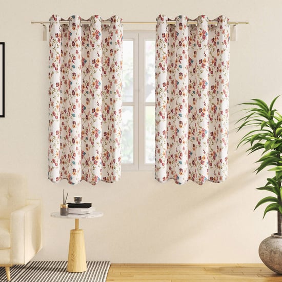 Lavish Onyx Set of 2 Floral Print Light Filtering Window Curtains